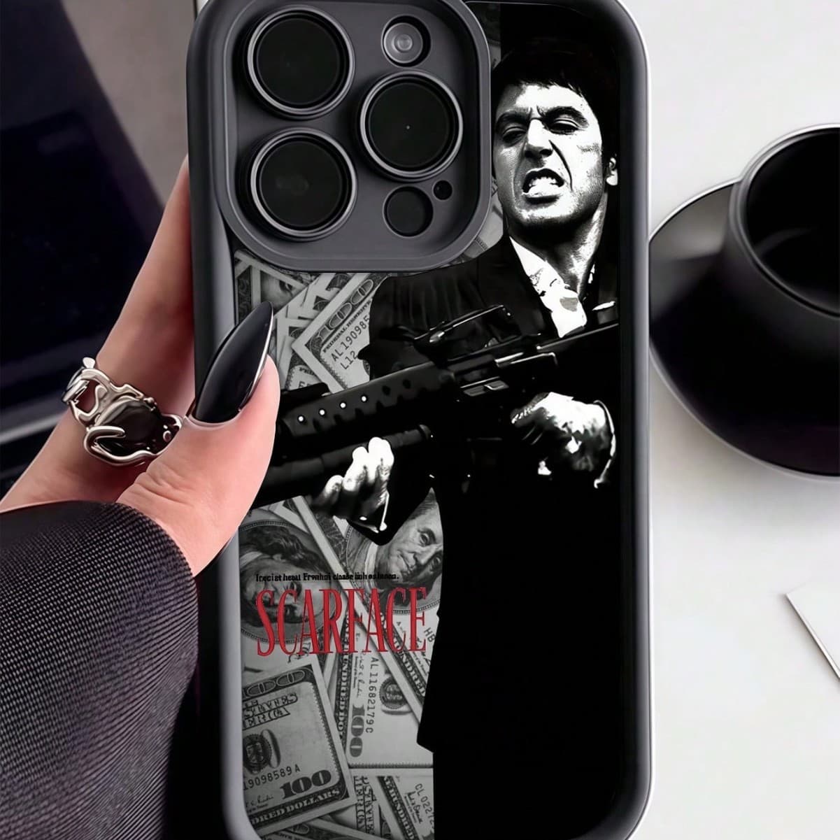 Phone Case for iPhone 17 Pro Max with Gun-Themed Design, Compatible with 16 Plus, Precision Cutouts for 15 Pro, Trendy Style for 14/13/12