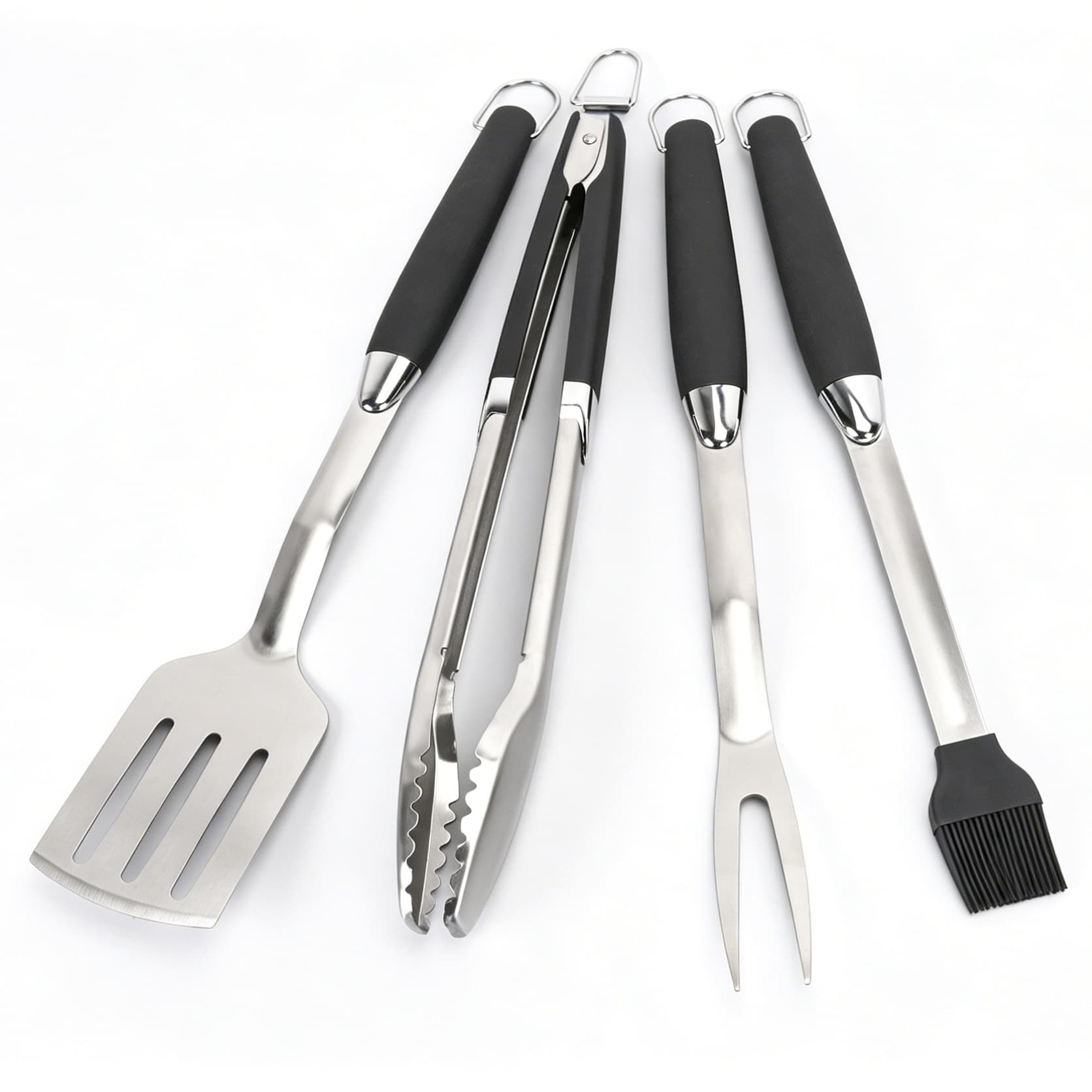 Stainless Steel BBQ Clamp Set Outdoor Camping Four-Piece Accessories BBQ Fork BBQ Brush