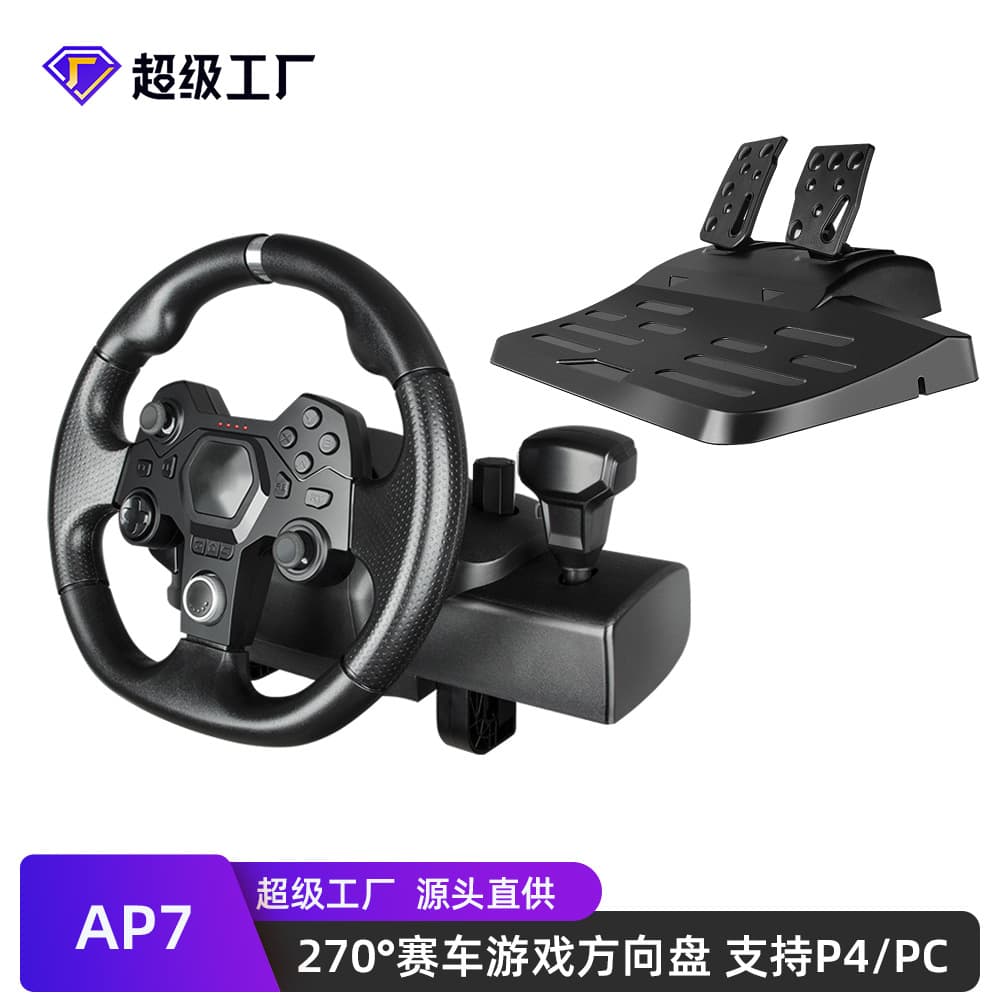 AP7 Racing Game Steering Wheel 270° Large Steering Wheel Supports Switch/PS4/Xbox Series/PC