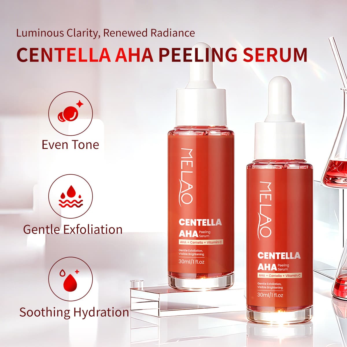 Centella Asiatica AHA Fruit Acid Peeling Serum Refining and Smoothing Skin Hydrating and Moisturizing Brightening Essence OEM Private Label