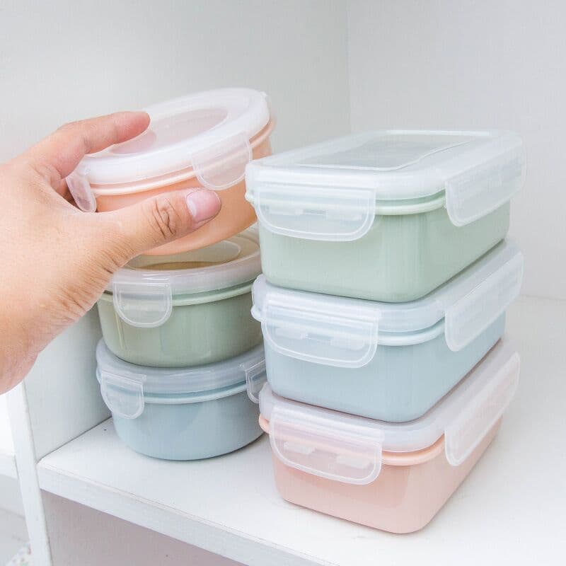 Japanese round mini refrigerator crisper small lunch box kitchen lunch box plastic storage box rectangular sealed box