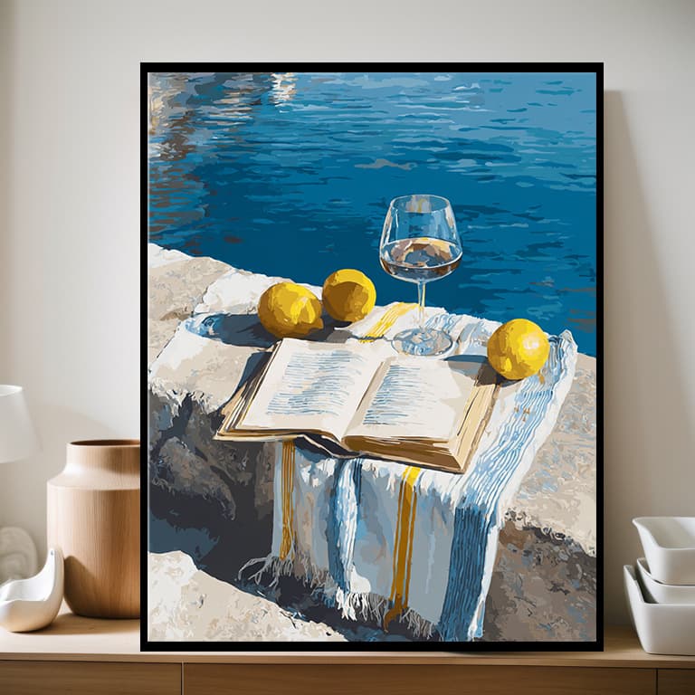 Digital Oil Painting Seaside Hand-Painted Relaxing Decorative Art, Scenic Landscape Simple Acrylic Advanced Painting