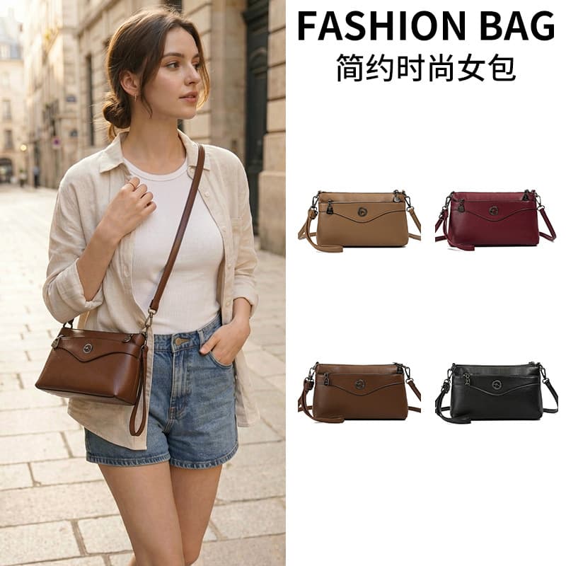 Soft Leather Crossbody Bag Women Large Capacity Shoulder Bag Middle-aged Mom Bag Versatile Commute Casual Handbag Women's Bag