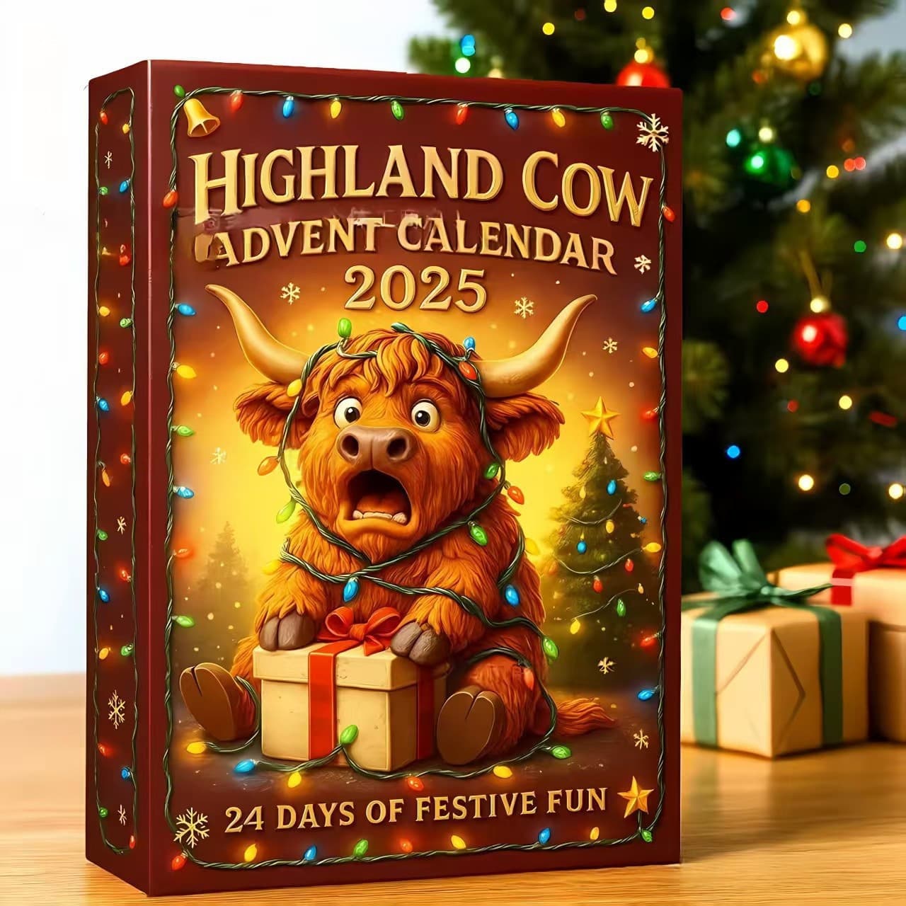 New Cross-Border Product 2D Highland Cow Advent Calendar 2025