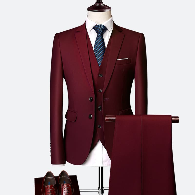 New Business Three-Piece Suit for Men Wedding Dress Code Colorful Large Size Best Man Clothes British Style Slim Fit