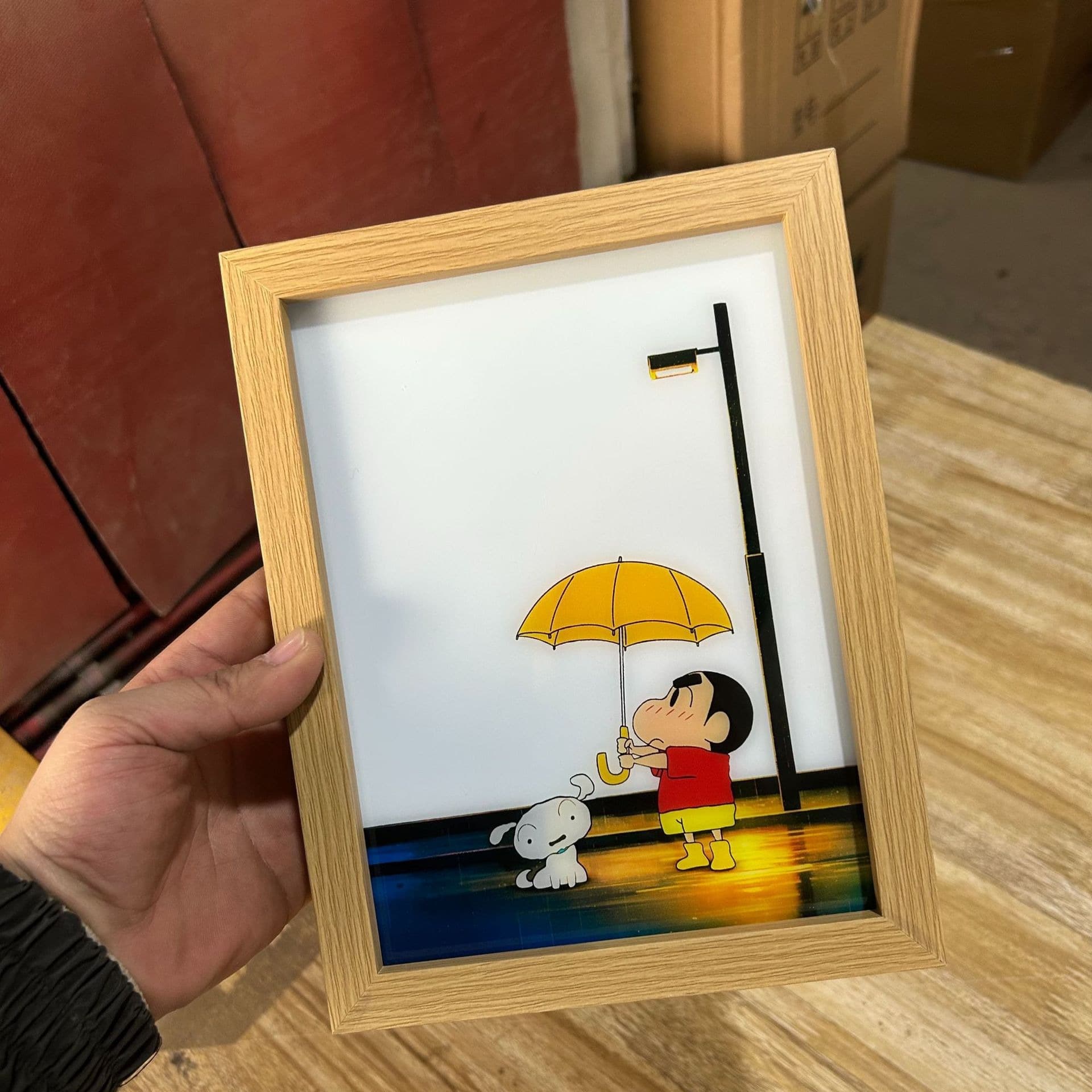 Cartoon Crayon Shin-chan Light Painting Christmas Gift Night Light Living Room Bedroom Decorative Picture Desk Decor Gift for Friends