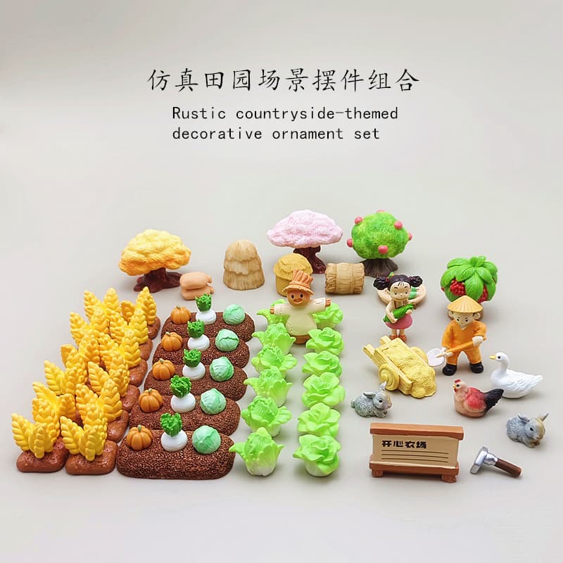 Miniature Creative Simulated Farmland Vegetable Garden Scene Accessories DIY Scarecrow Farmer Wheat Micro Farm Ornament