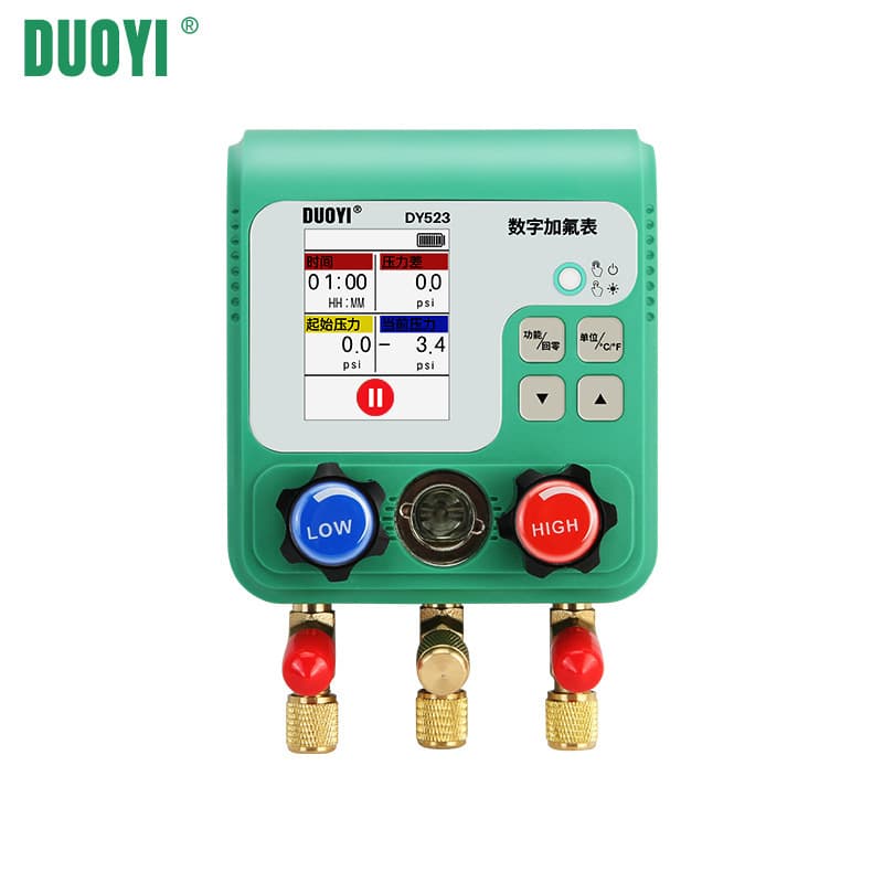 Duoyi DY523 Automotive Air Conditioning Refrigerant Charging Vacuum Pressure Gauge Electronic Refrigerant Manifold Set