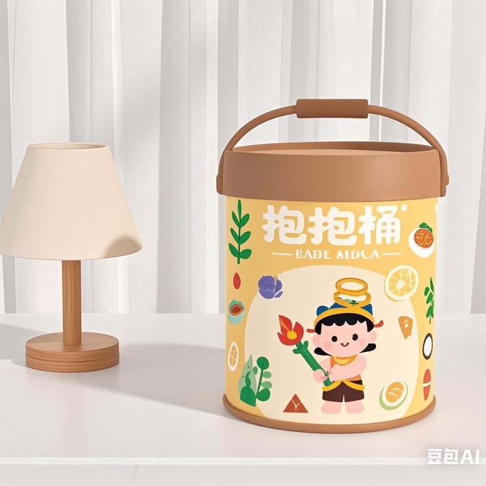 Factory direct sales hug bucket packaging for fresh flower bouquets, round zongzi hand-held gifts, Nezha Capybara stationery buckets.
