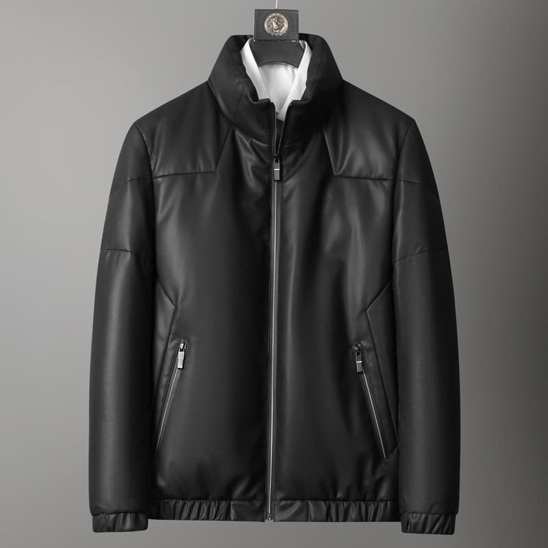 New autumn/winter genuine leather down jacket for men, sheepskin and goose down, thickened coat, Korean style leather jacket