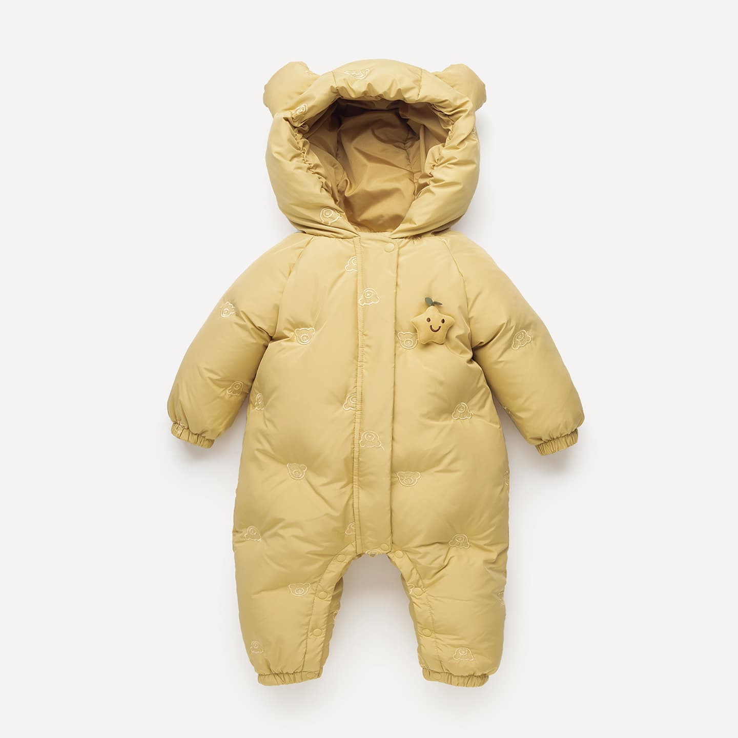 New winter baby down bodysuit, thickened outerwear, hooded baby romper, crawling suit
