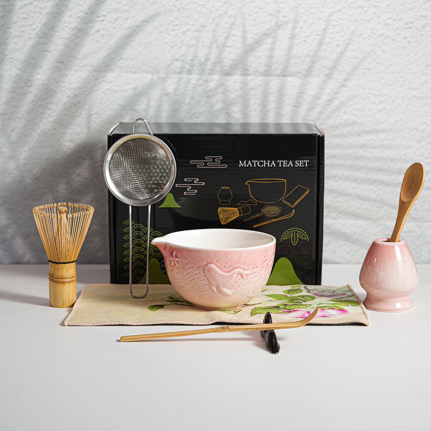 Cross-border INS Embossed Whale Style Matcha Stirring Tool Set Japanese Matcha Kiln-Changed Ceramic Matcha Bowl Accessories