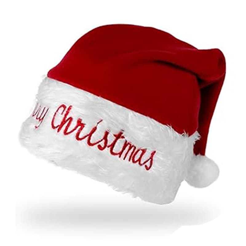 Marry Christmas Classic Long Plush High-Quality Santa Hat Christmas Party Decoration