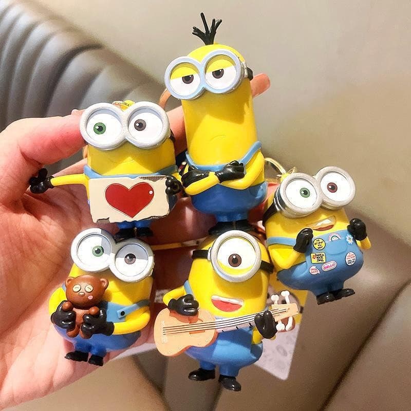 Cartoon Minion Bob Kevin Stewart Pendant Keychain Bag Charm Doll Machine Gift