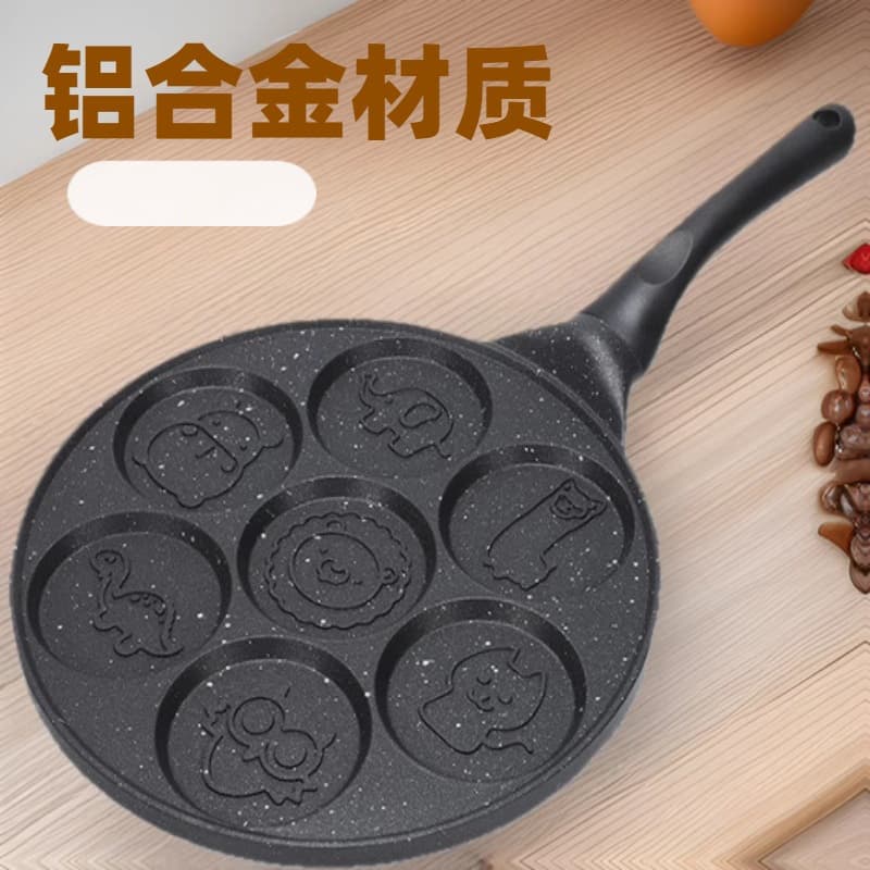 Seven-hole animal-shaped non-stick frying pan for eggs, hamburgers, dumplings, breakfast, pancakes, and griddles (wholesale)