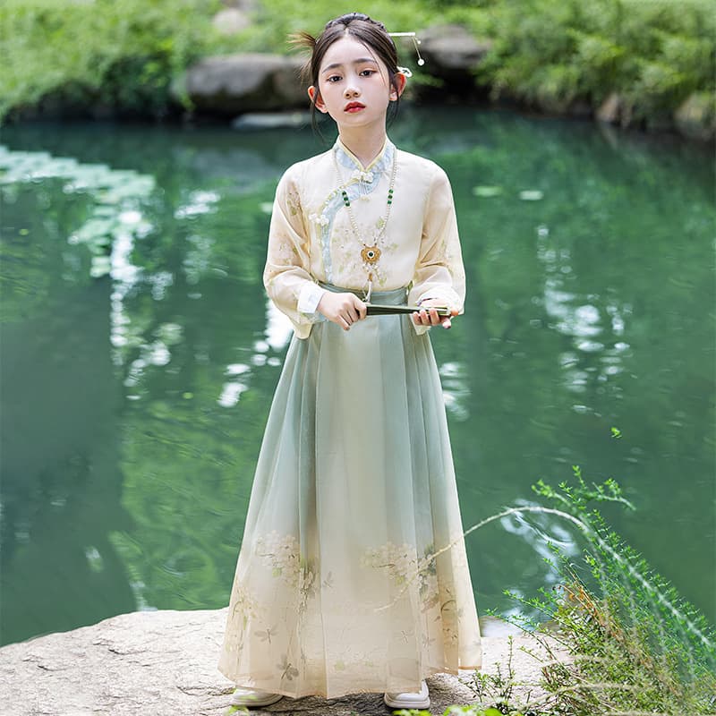 Horse-Face Skirt Girls' Autumn Wear, Children's Hanfu 2025 New Arrival, New Chinese Style Ancient Costume Set, Summer Girls' National Style Ancient Attire