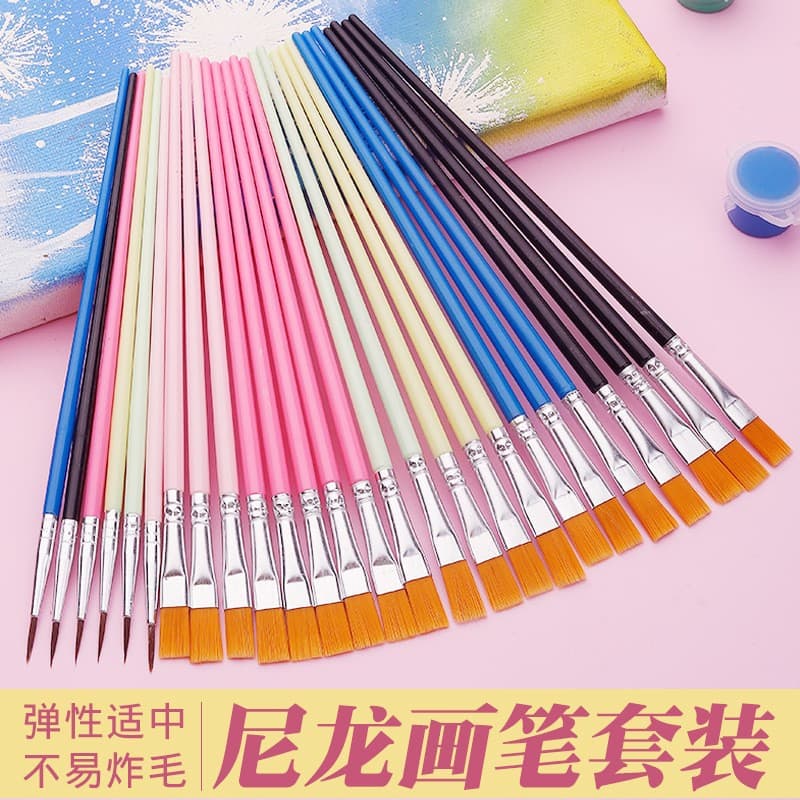 Children's coloring brushes, drawing brushes, flat-tipped pens, outlining pens, paintbrushes, watercolor brushes, plastic pen holders