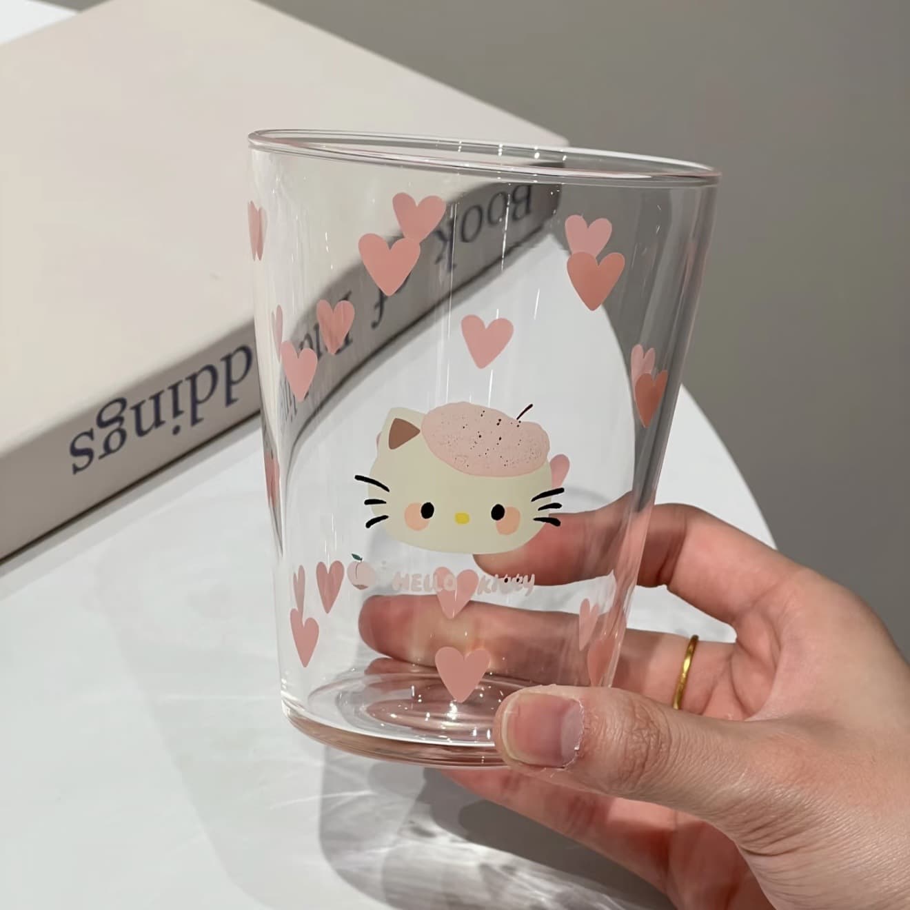 Pink Heart Glass Cup Cute Girly Home Breakfast Milk Cup High-Quality Transparent Thickened Drinking Glass