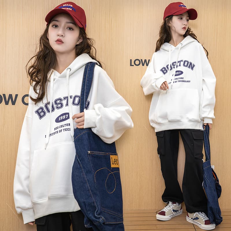 Autumn casual sweatshirt for girls and older children 2026 new Korean version of Korean style fashionable letter print hooded sweatshirt for middle and older children