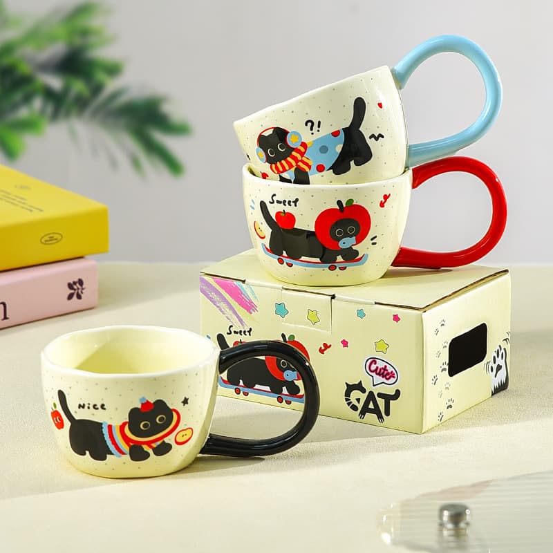 300ml cute cat cup home big ear mug souvenir ceramic girl high-value office