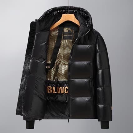 2026 Winter New Black Gold Down Jacket Short Long Thick Simple Unisex Couple Shiny Coat Trendy