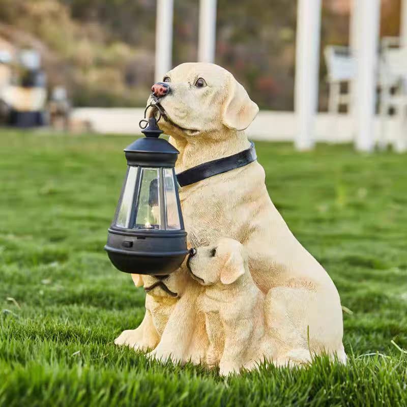 Cross-border Hot Selling Solar Dog Lantern Decoration Outdoor Garden Resin Statue Craft Factory