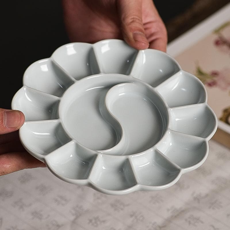 Creative Chinese style palette ceramic study four treasures Chinese painting ink palette students' calligraphy and painting supplies ornaments