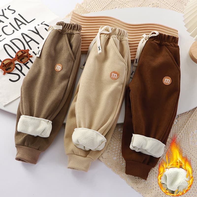 Children's Fleece-Lined Thickened Sweatpants for Small to Mid-Kids, Winter Alpaca Fleece Joggers, Drop Shipping