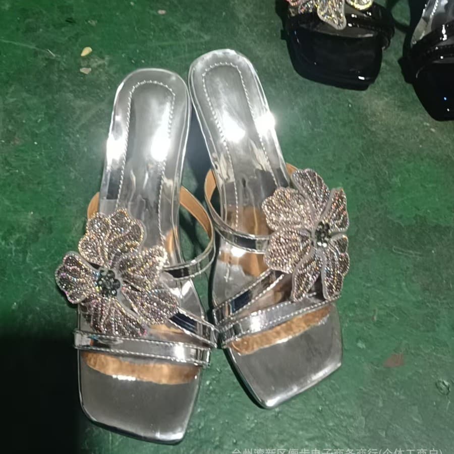 European and American Fashion High Heel Women's Butterfly Knot Cross-Strap High Heels with Rhinestones