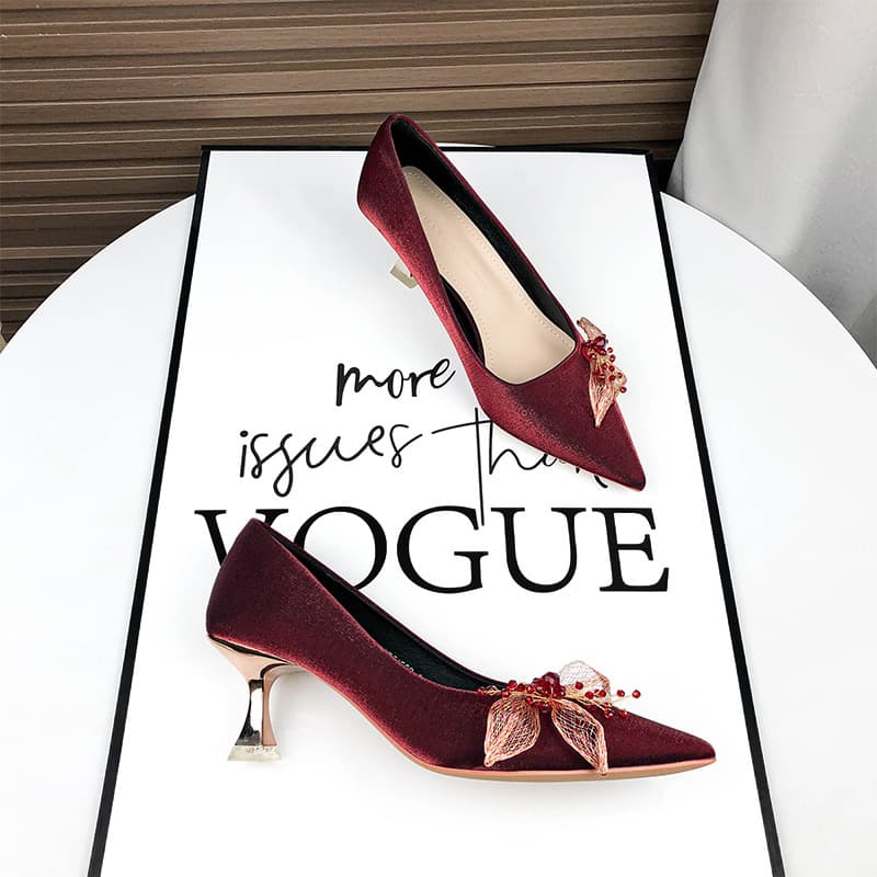 61502-118A Red Wedding High Heels Women's 2024 New Chinese Toast Bridal Wedding Shoes Hexiu Wedding Dress