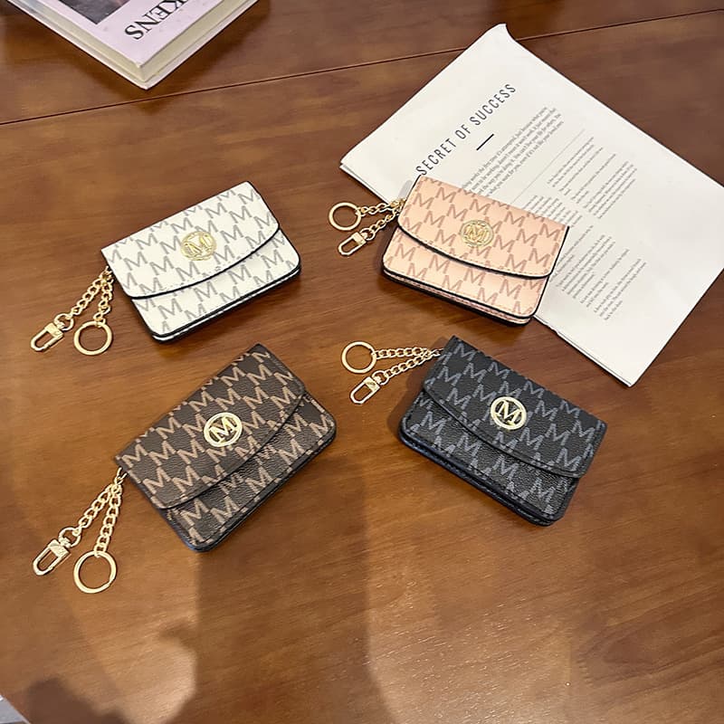 Women's Short Wallet, Korean Fashion Letter Printed Card Holder, Simple Vintage Coin Purse with Buckle, Korean Handheld Clutch