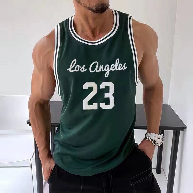 American vest men's jersey sleeveless shirt men's retro basketball jersey training fitness sports vest top quick-drying