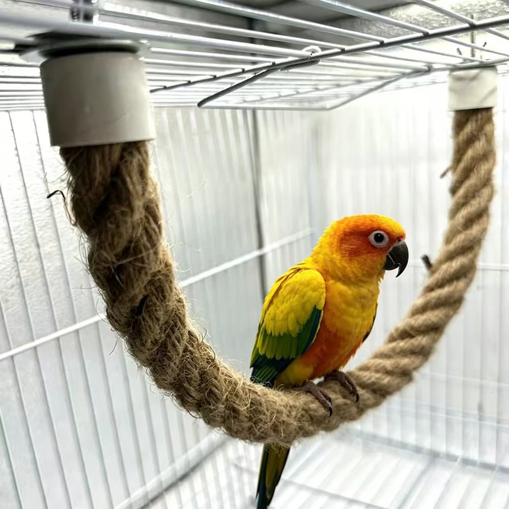 Parrot hemp rope toy station pole climbing rope ladder bird toy rotating ladder claw grinding to relieve boredom small pet supplies