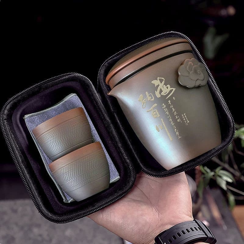 Travel Tea Set Portable Quick Cup Camping Tea Set One Pot Two Cups Outdoor Tea Set Travel Edition