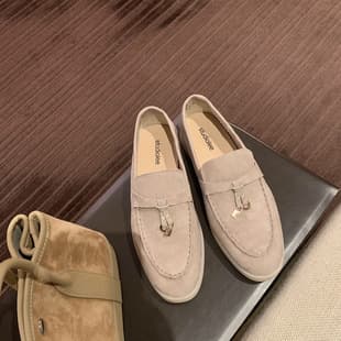 British Old Money Style Thick Sole Genuine Leather Slip-on LP Loafers for Women Commuter Versatile Small Leather Shoes Summer