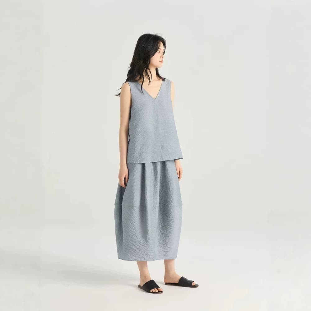 High-quality mulberry silk dry silk vest top/balloon skirt source manufacturer