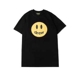 Summer Streetwear DREW Justin Bieber Same Style Basic Smiley Print Short Sleeve T-Shirt Men Women Couple