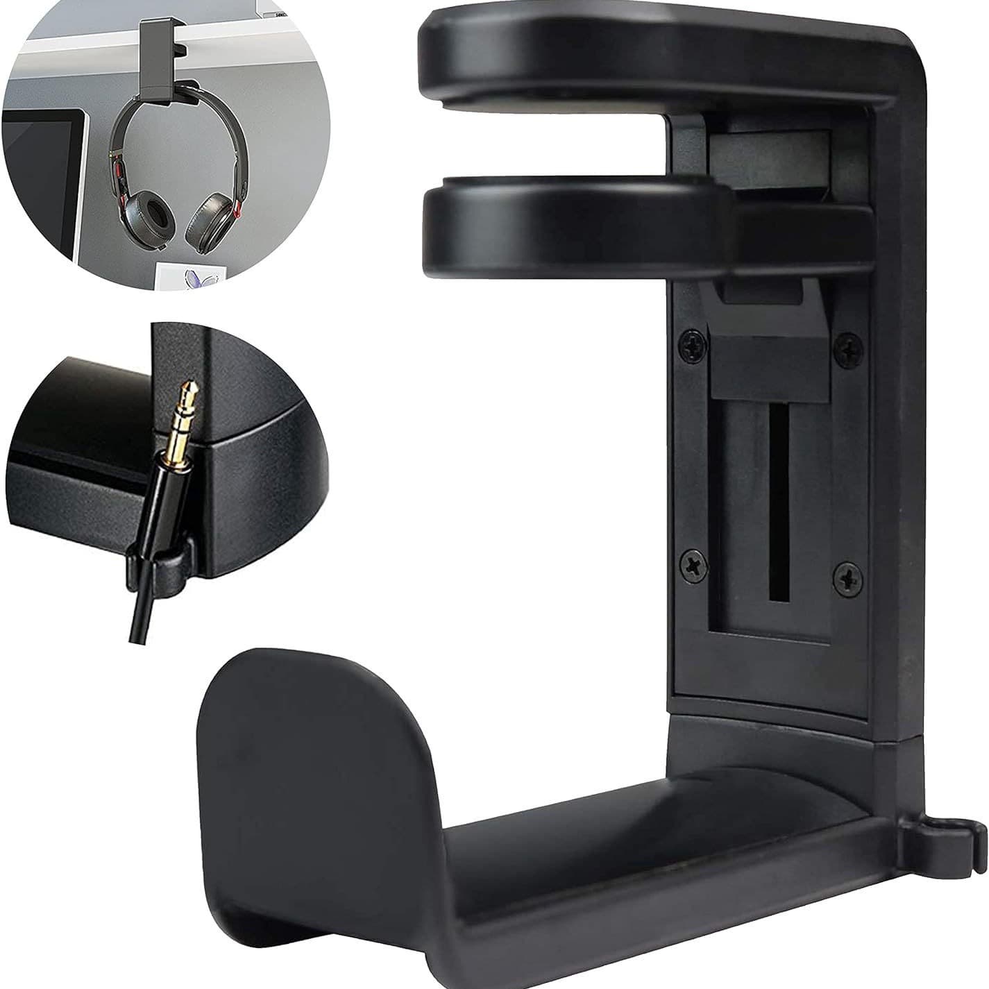 No-drill desktop storage rack for headphones, game controller holder, rotating storage rack