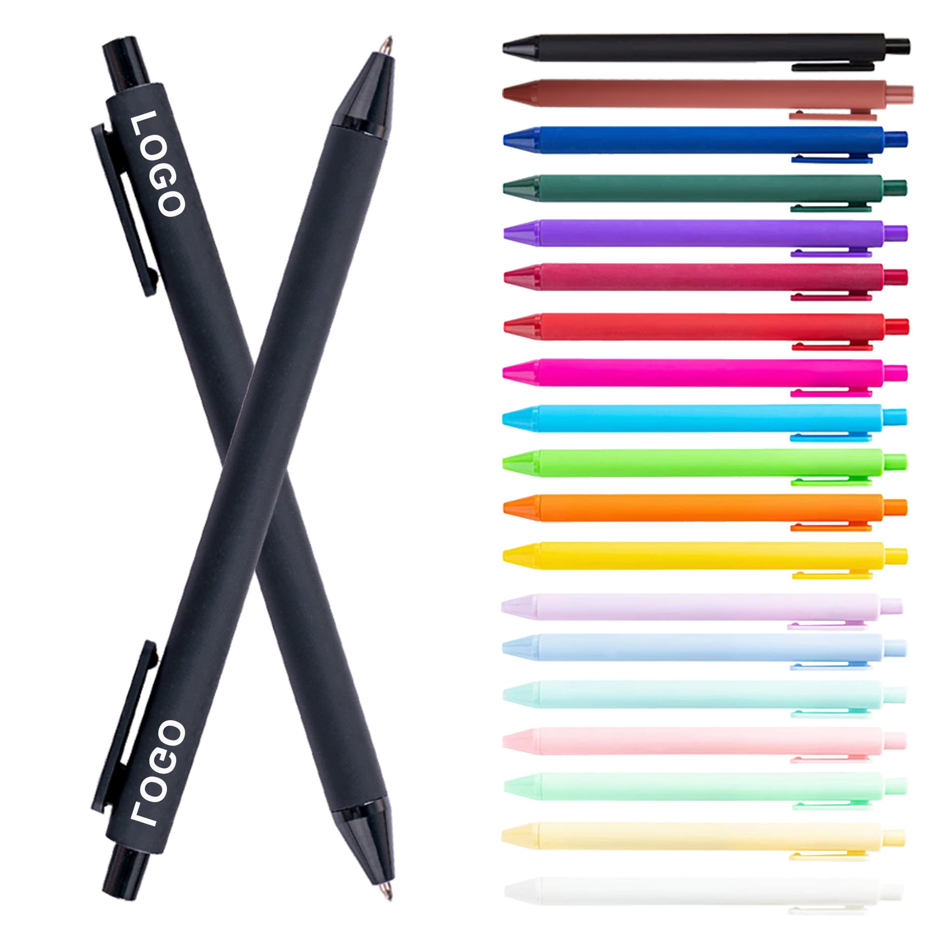 Macaron candy-colored ballpoint pen with spray glue, press-type gel pen, promotional advertising pen, wholesale custom logo plastic pen