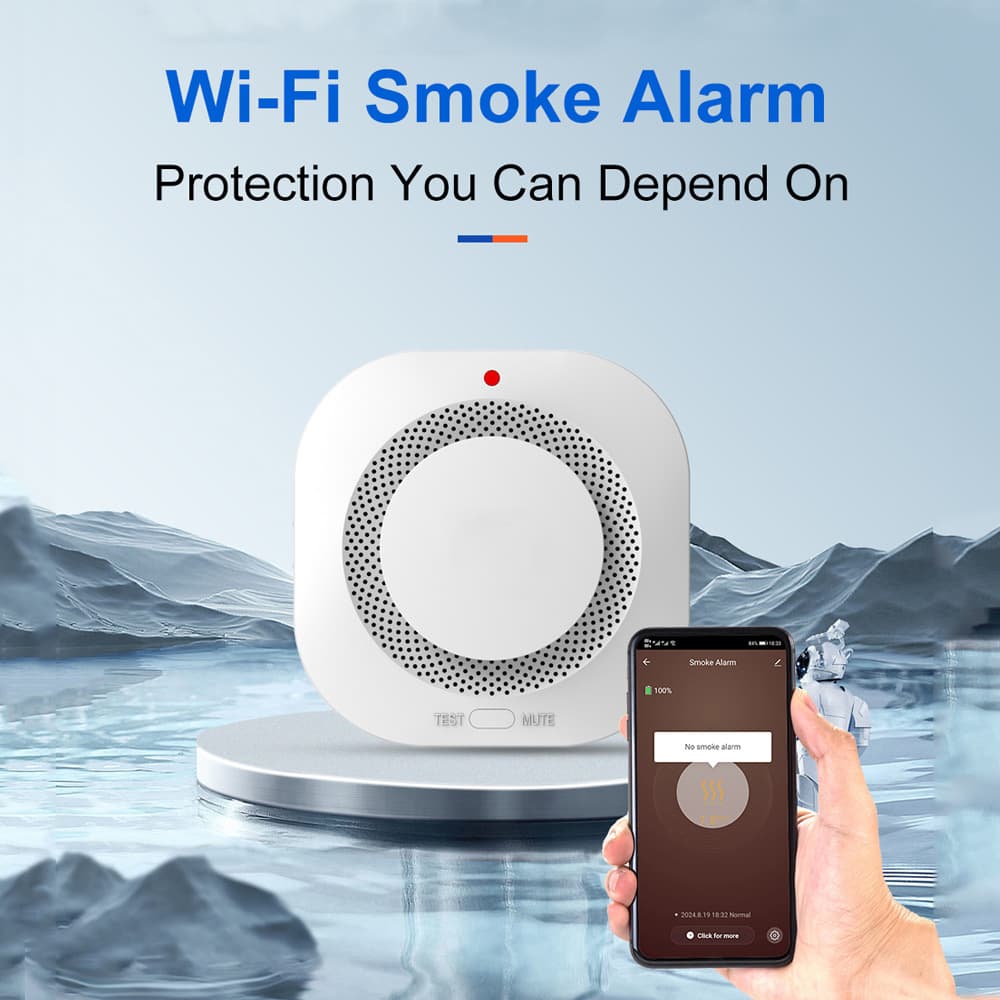 Tuya Smart WiFi Smoke Alarm Wireless Smoke Fire Detector with Mobile App Push Notifications