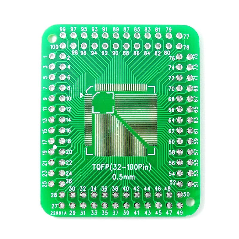 LQFP/FQFP/TQFP 32/44/64/80/100 to DIP Adapter Board, Compatible with 0.5/0.8mm Pitch