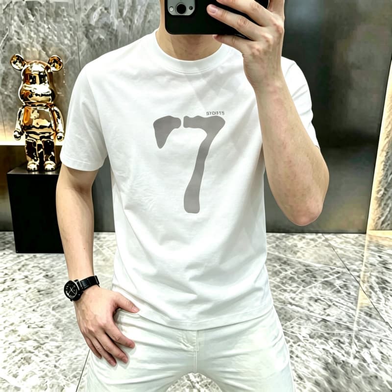 Fenghuo - 2026 Summer Main Push Silk Printed Cotton Short Sleeve T-Shirt Men's Casual Streetwear