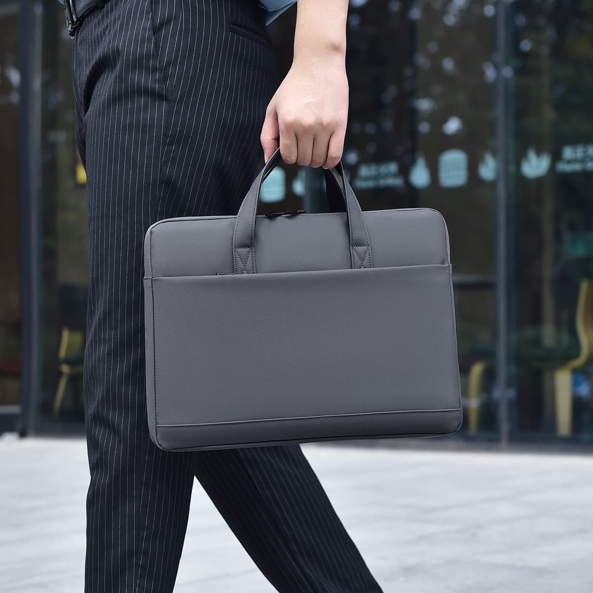 Waterproof Lightweight Laptop Bag 15 Inch Men's Shoulder Bag Oxford Cloth Material Urban Simple Style Pure Color Polyester Lining