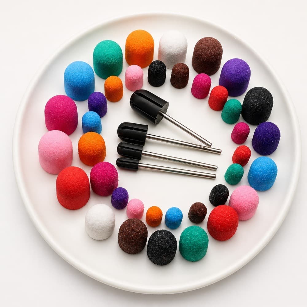 20 10mm manicure sanding caps, grinding rings, dead skin callus removal, foot care gauze caps, electric grinder