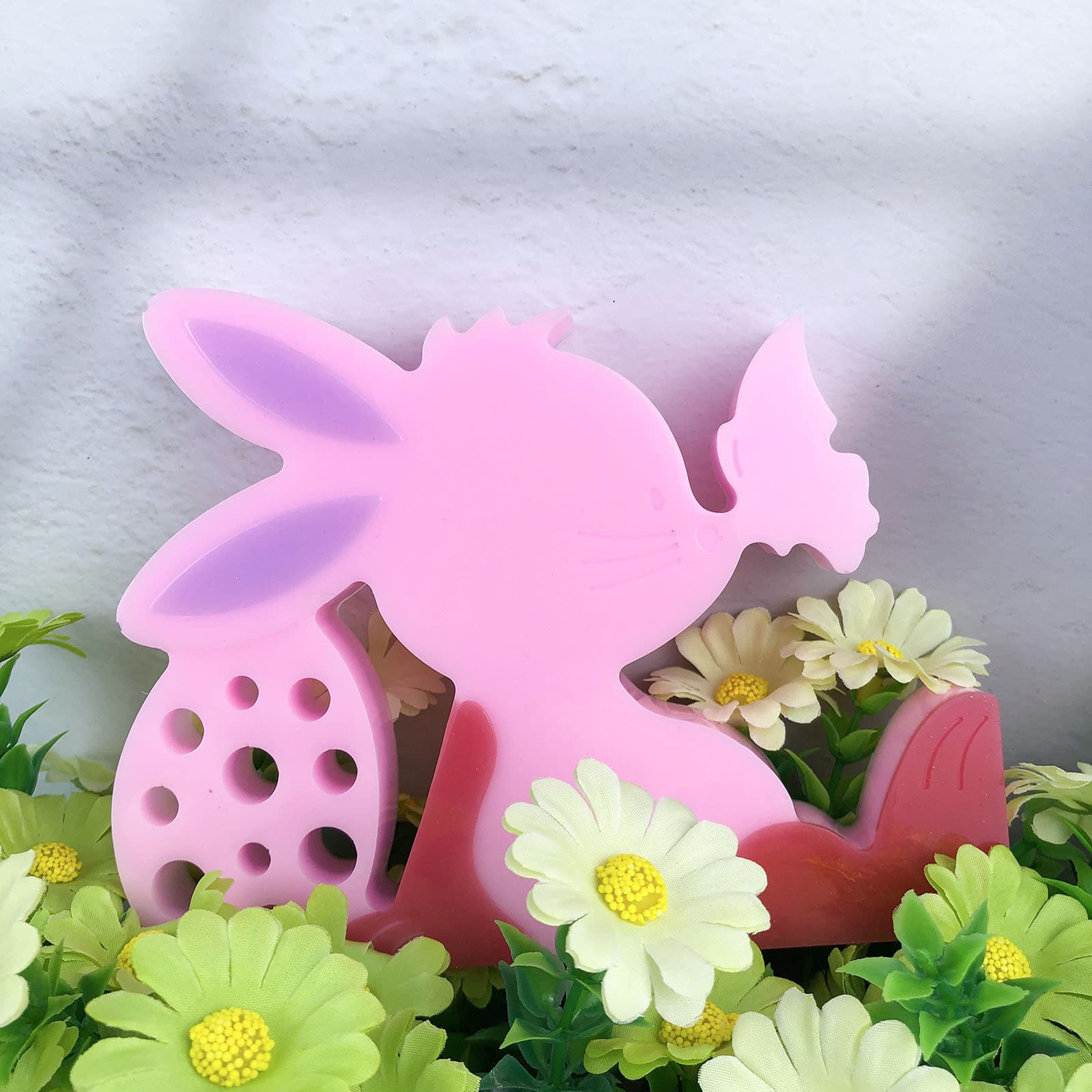 X0462 Rabbit Leaning on Egg Ornament Mold, DIY Silicone Mold