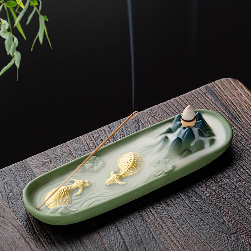Creative Thousand Miles of Rivers and Mountains Backflow Incense Burner, Ox Turns Fortune Ceramic Home Tea Set Decoration, Incense Direct Wholesale