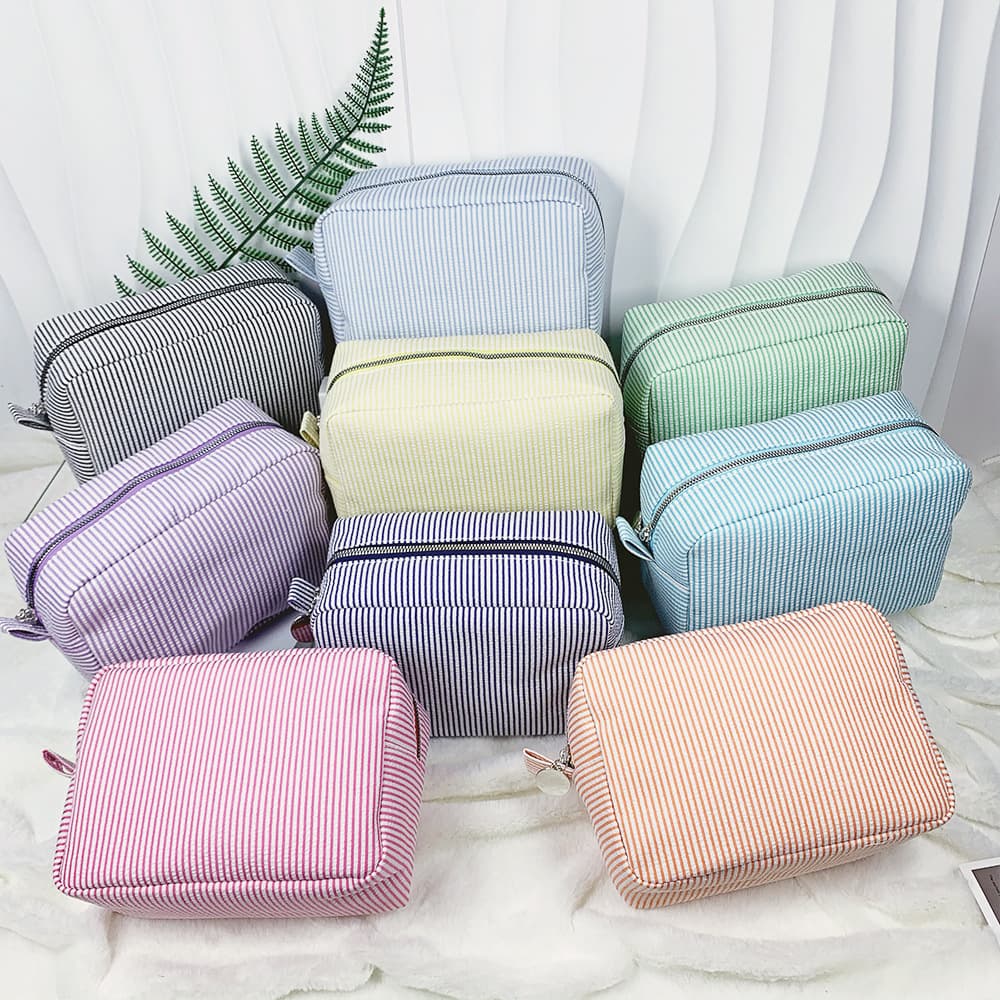 Cross-border European and American Seersucker Cosmetic Bag Indian Style Striped Toiletry Bag Mississippi Popular Travel Storage Bag