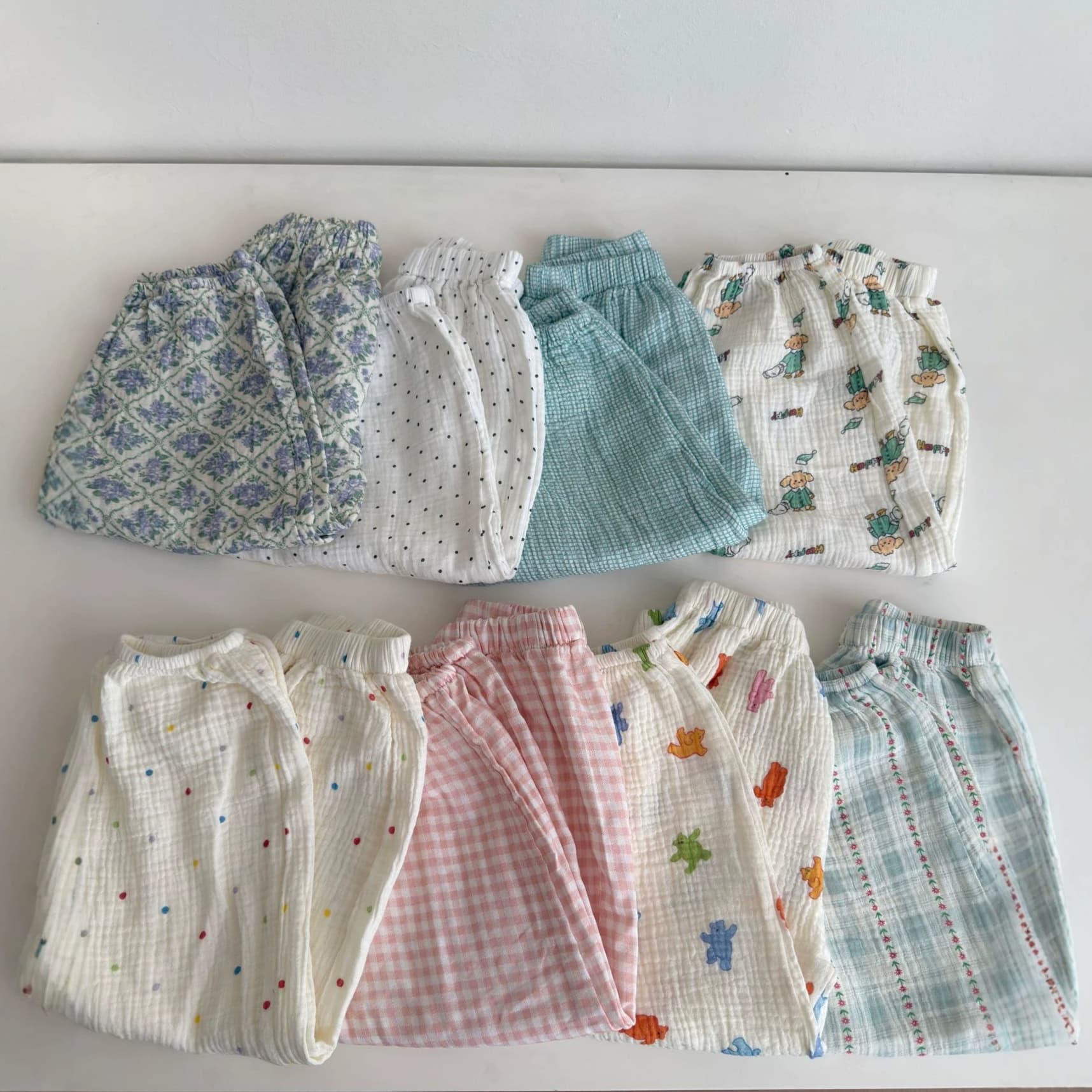 Summer Parent-Child Mosquito Repellent Pants, Korean Style Casual Loose Cotton A-Class Double-Layer Gauze Cartoon Home Sleep Pants