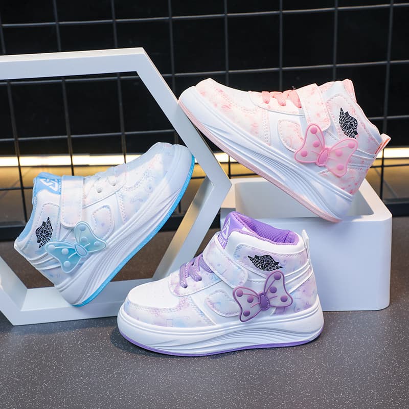 Children's Sports Shoes Boys Casual Shoes Medium Kids Leather Waterproof Sneakers Spring/Autumn High-Top Korean Style Trendy Soft Sole Girls Shoes