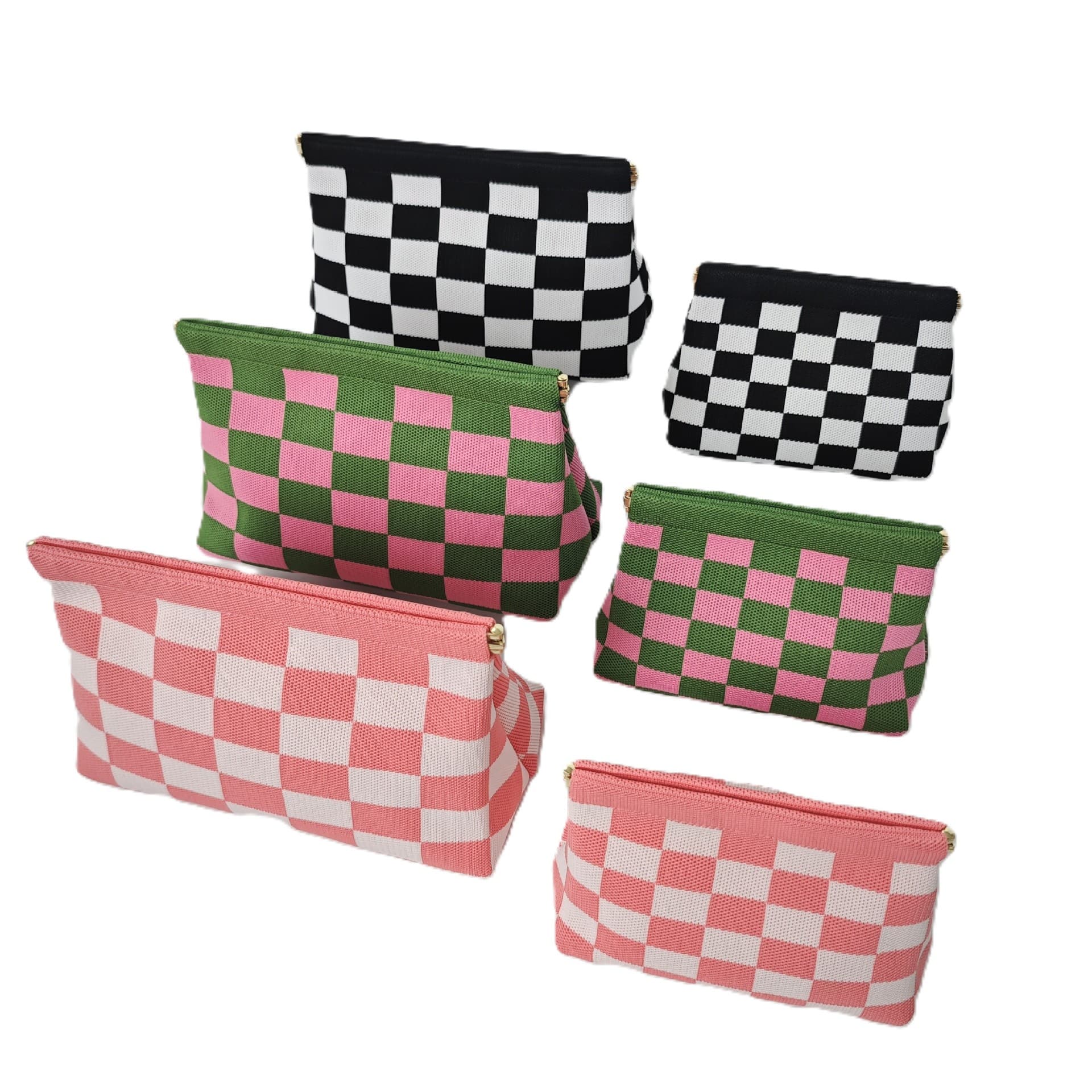 Cross-border new fashion versatile cosmetic bag large capacity knitted contrast color storage bag portable toiletry bag